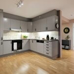 vista de cocina y entrada en vivienda de Eibar renovada por albañilería y reformas Magin Rodriguez